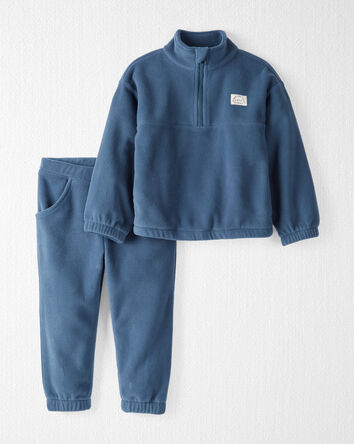 Toddler Microfleece Set Made with Recycled Materials in Dark Sea Blue, 