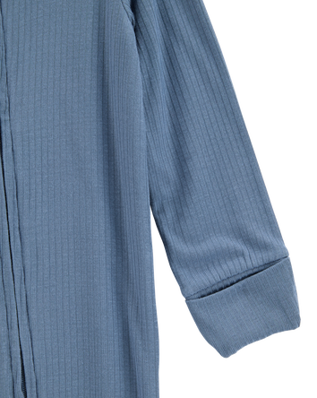 Baby Boy Solid 2-Way Zip PurelySoft Convertible Foot Sleep & Play Pajamas - Navy, 