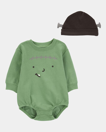 Baby 2-Piece Halloween Frankenstein Outfit Set - Green/Black, 