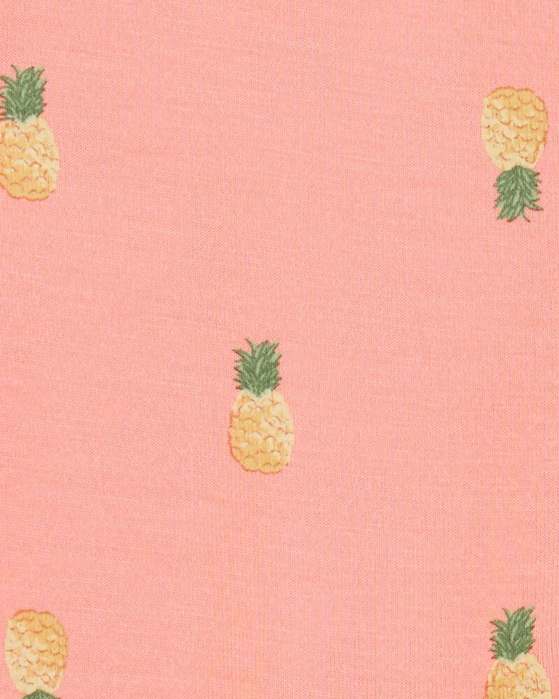 Baby Girl Pineapple Print 2-Way Zip PurelySoft Convertible Foot Sleep & Play Pajamas - Coral, image 4 of 7 slides