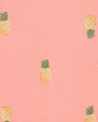 Baby Girl Pineapple Print 2-Way Zip PurelySoft Convertible Foot Sleep & Play Pajamas - Coral, image 4 of 7 slides