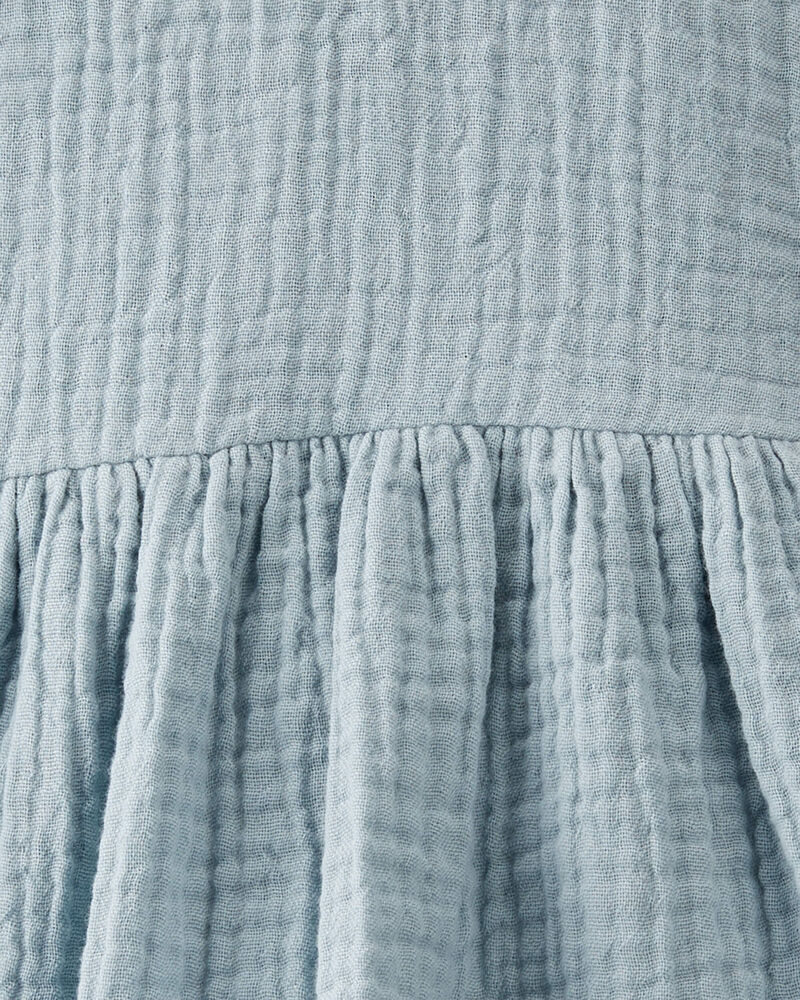 Baby Organic Cotton Gauze Dress in Blue, image 5 of 7 slides