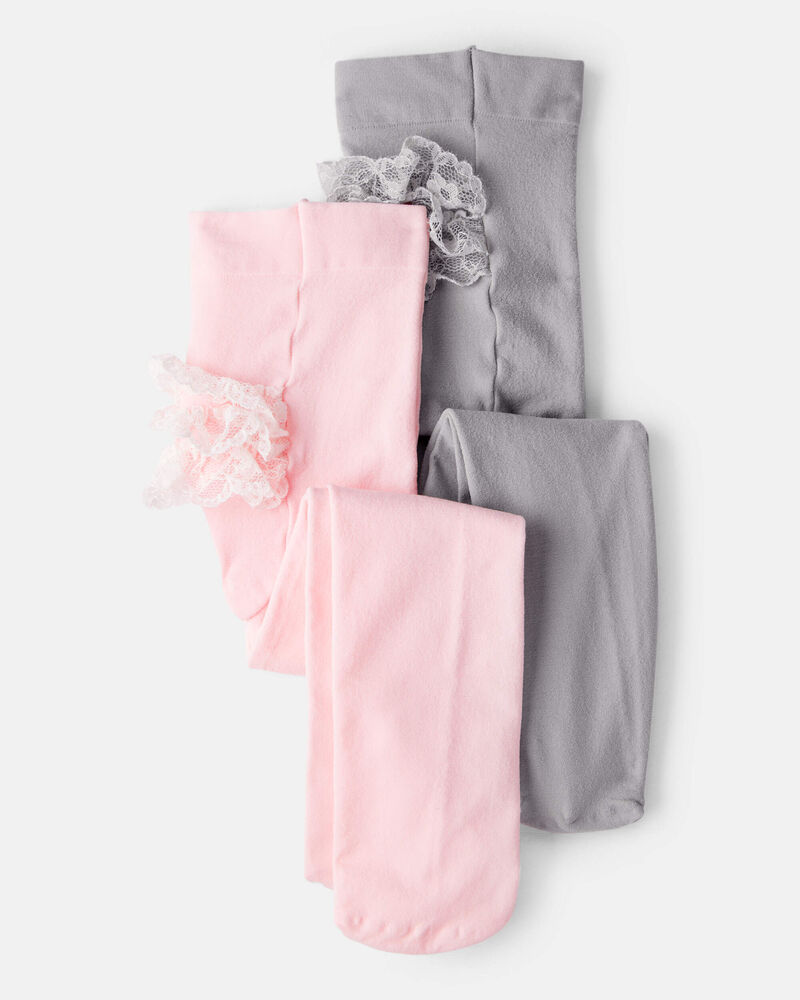 Baby Girl 2-Pack Tights - Pink/Grey, image 1 of 3 slides