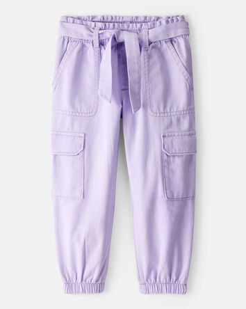 Toddler Girl Cotton Cargo Joggers - Purple, 