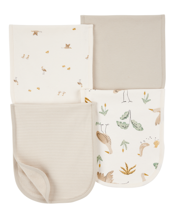 Baby 4-Pack Burp Cloths - Ivory/Brown, 