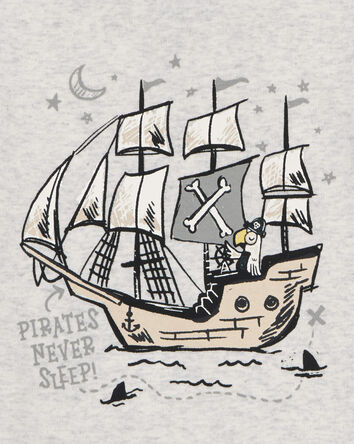 Baby Pirate Print Snug Fit Cotton 4-Piece Pajamas, 