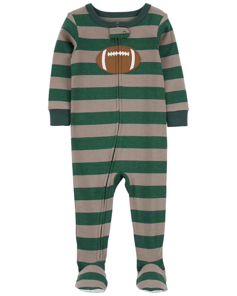 Baby 1-Piece Football 100% Snug Fit Cotton Footie Pajamas, image 1 of 3 slides