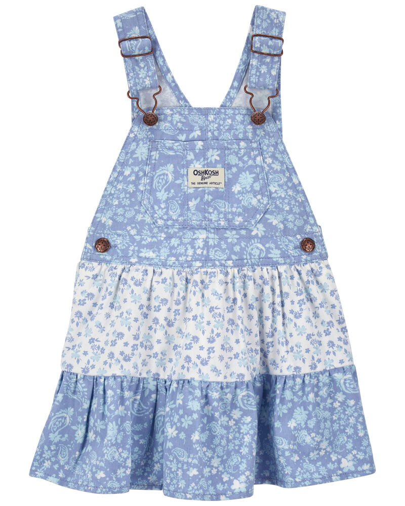 Toddler Floral Print Tiered Jumper Dress, image 1 of 4 slides