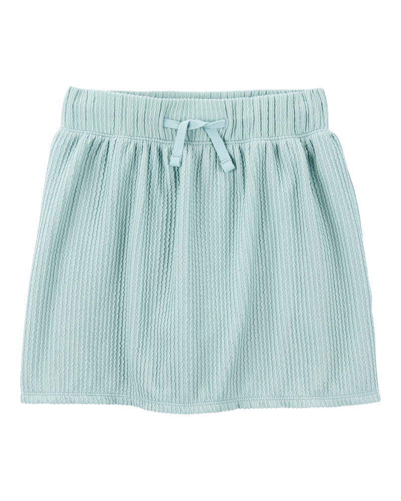 Kid Ribbed Textured Drawstring Skort -  Green, image 1 of 4 slides