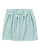 Kid Ribbed Textured Drawstring Skort -  Green, image 1 of 4 slides