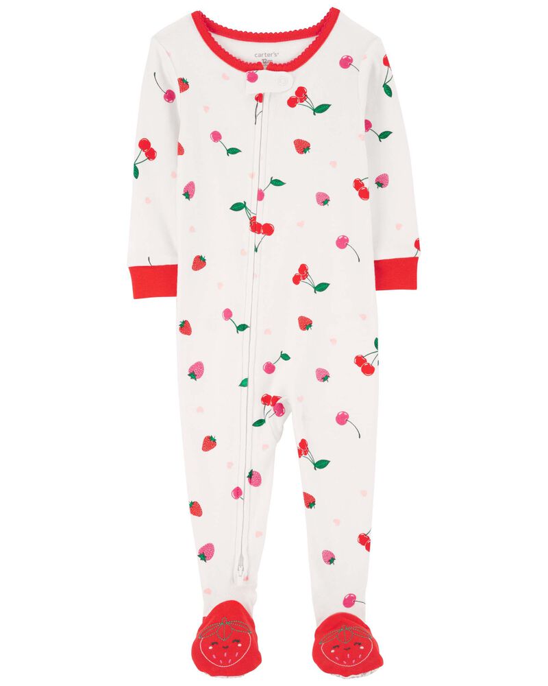 Baby 1-Piece Cherry 100% Snug Fit Cotton Footie Pajamas, image 1 of 4 slides