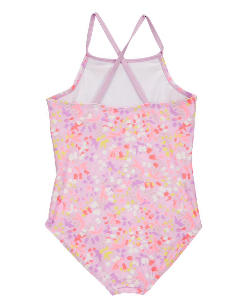 Girls 2-Piece Printed 1-Piece Swimsuit & Short Set, image 2 of 5 slides