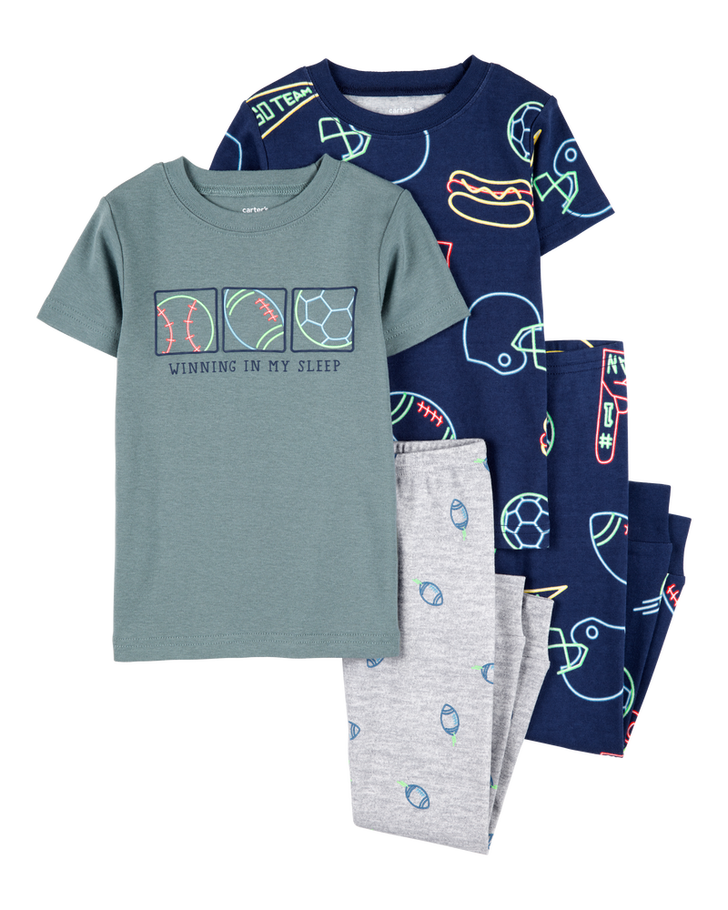 Baby 4-Piece Sports Cotton Pajamas, image 1 of 4 slides