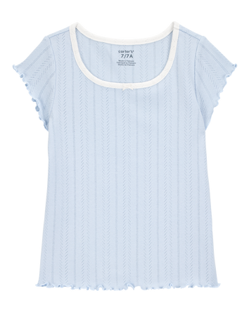 Kid Pointelle Baby Tee - Blue, 