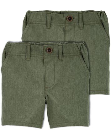 Toddler 2-Pack Lightweight Uniform Shorts in Quick Dry Active Poplin, 