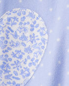 Baby Girl Heart Print Loose Fit Long-Sleeve 2-Way Zip 1-Piece Pajamas - Blue, image 4 of 5 slides