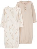 Brown/White - Baby 2-Pack Sleeper Gowns
