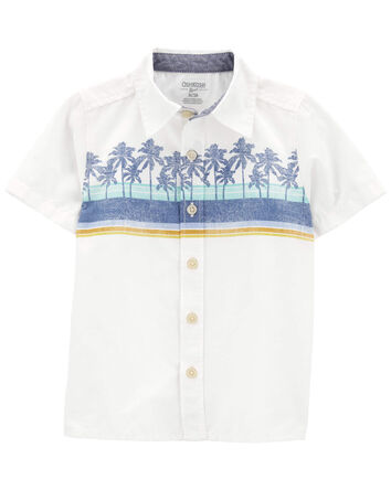 Baby Tropical Print Button-Front Shirt, 