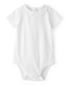 Baby Scalloped Collar Short-Sleeve Bodysuit - White, image 1 of 4 slides