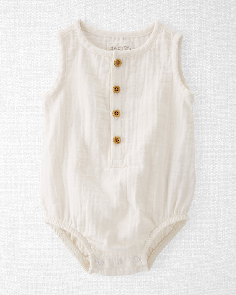 Baby Organic Cotton Gauze Bubble in Cream, image 1 of 3 slides