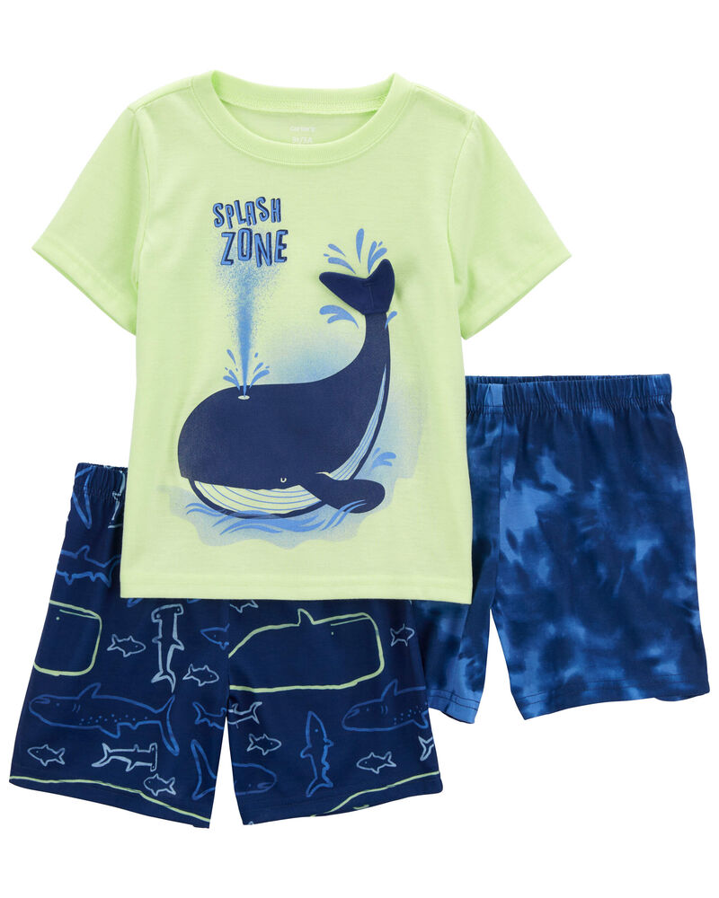 Toddler 3-Piece Whale Loose Fit Pajama Set, image 1 of 2 slides