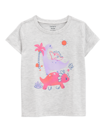 Toddler Girl Dinosaur Short-Sleeve Graphic Tee - Grey, 