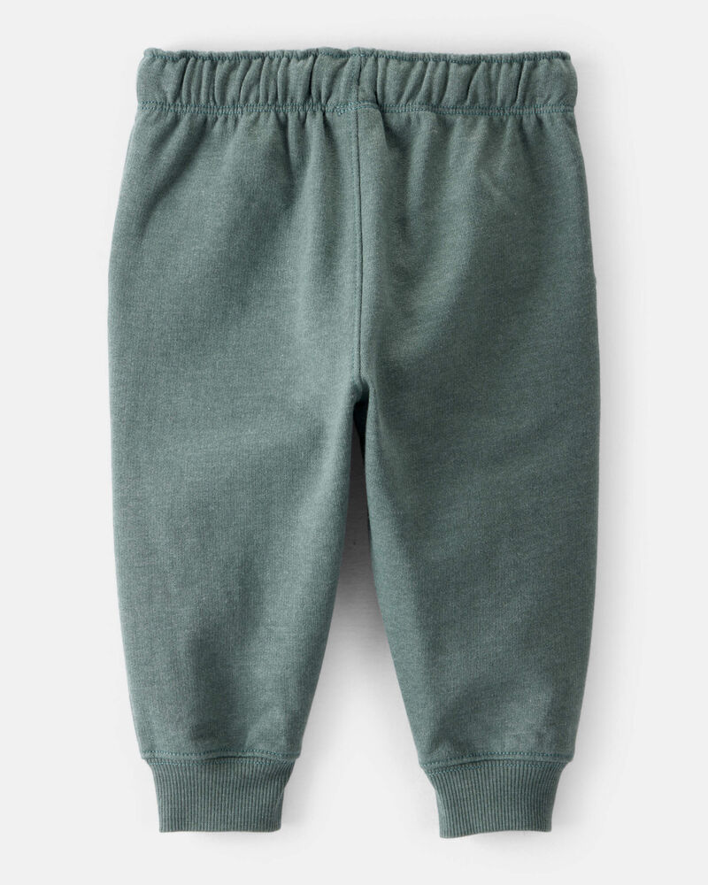 Baby Boy Solid Fleece Cotton Jogger - Green, image 2 of 4 slides