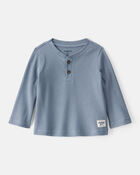 Baby Boy Long-Sleeve Henley Shirt - Blue, image 1 of 3 slides