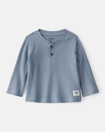 Baby Boy Long-Sleeve Henley Shirt - Blue, 