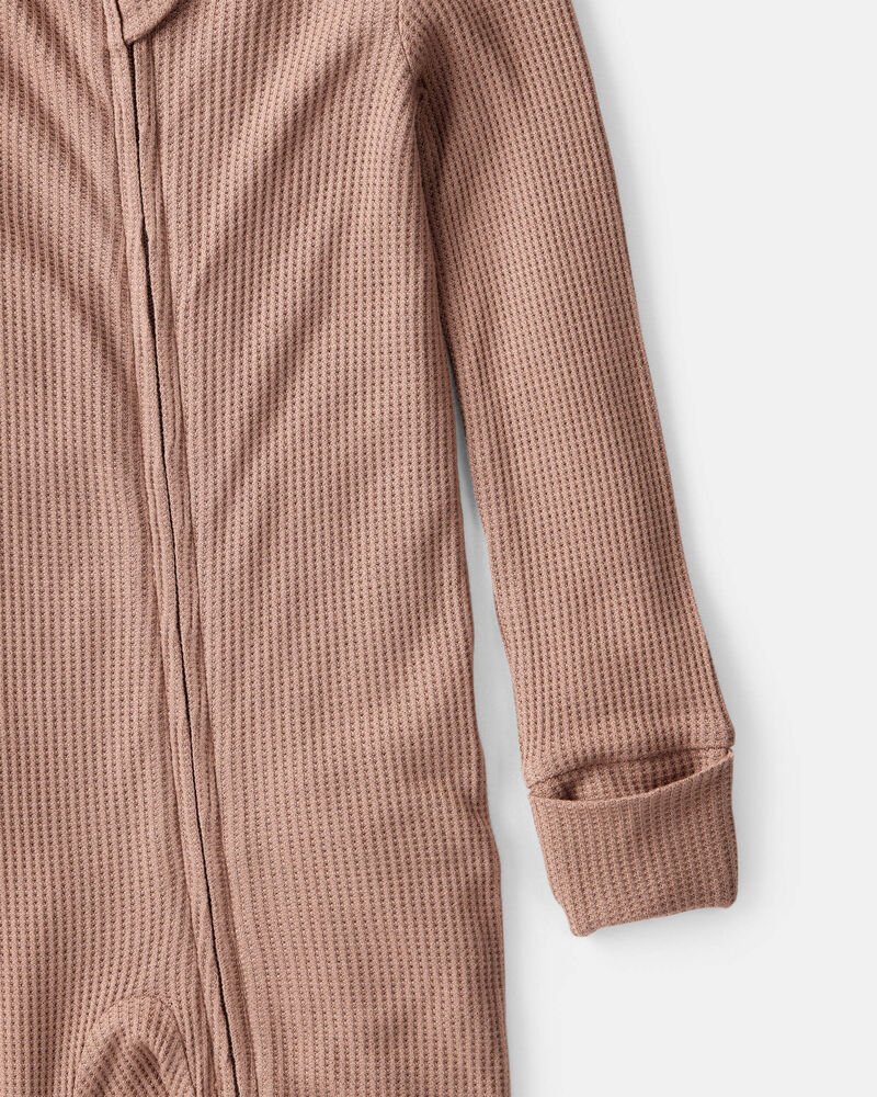 Baby Solid PurelySoft Long-Sleeve 2-Way Zip Sleep & Play Pajamas - Brown, image 3 of 8 slides
