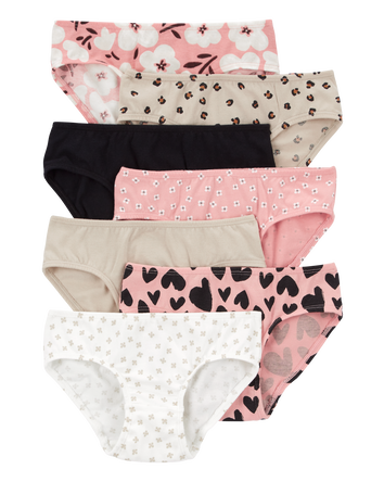 Toddler 7-Pack Heart Floral Hipster Stretch Cotton Undies, 