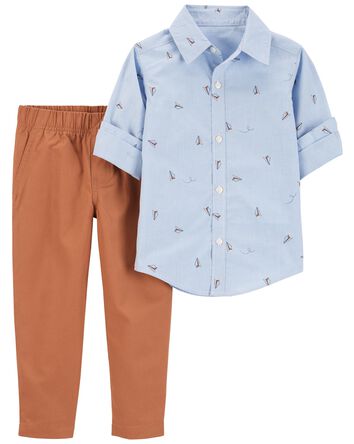 Baby 2-Piece Button-Front Shirt & Pant Set, 