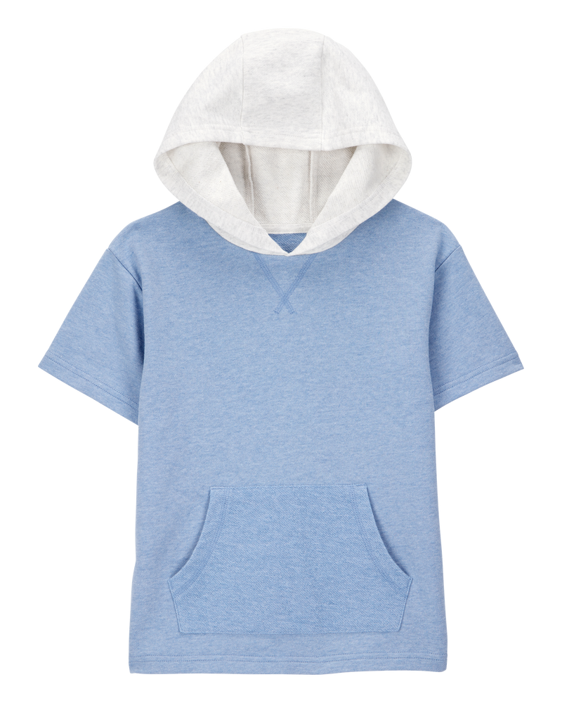 Kid Hooded French Terry Short-Sleeve Tee - Blue, image 1 of 3 slides