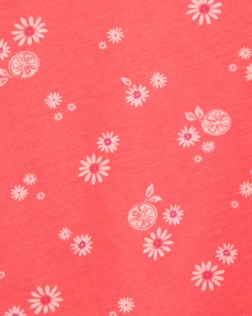 Toddler Floral Flutter-Sleeve Tank - Orange, 