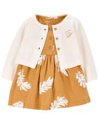 Baby 2-Piece Feather Bodysuit Dress & Cardigan Set, image 1 of 5 slides