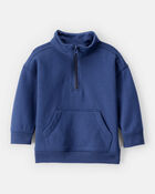 Baby Boy Solid Fleece Quarter Zip Sweatshirt - Navy, image 1 of 3 slides