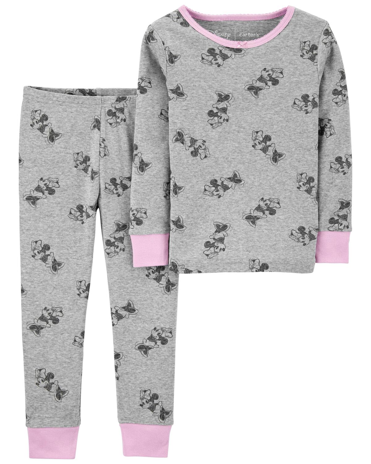 Grey Toddler 2-Piece Minnie Mouse 100% Snug Fit Cotton Pajamas ...