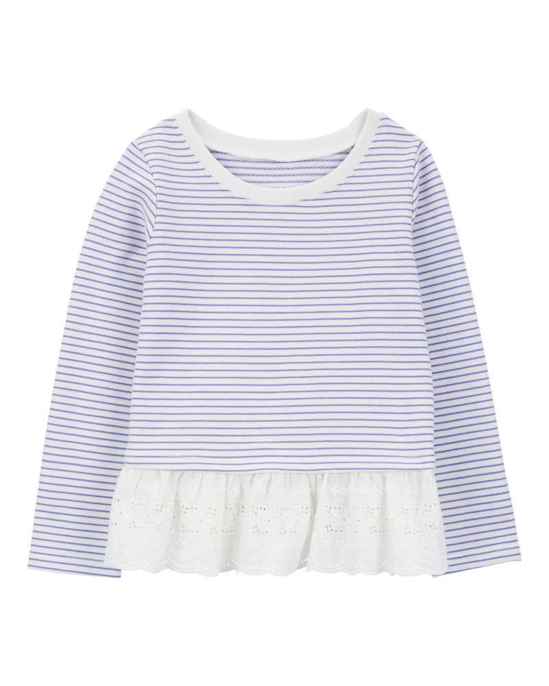 Baby Striped French Terry Sweater - Blue, image 1 of 3 slides