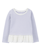 Baby Striped French Terry Sweater - Blue, image 1 of 3 slides