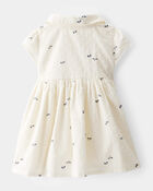 Baby Swiss Dot Bow Print Short-Sleeve Dress - Ivory, image 2 of 4 slides