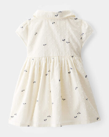 Baby Swiss Dot Bow Print Short-Sleeve Dress - Ivory, 