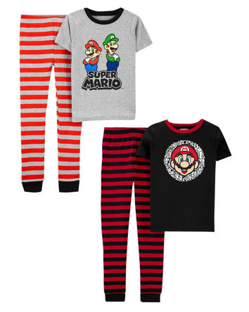 Kid 4-Piece Snug-Fit Super Mario Pajamas Set, 