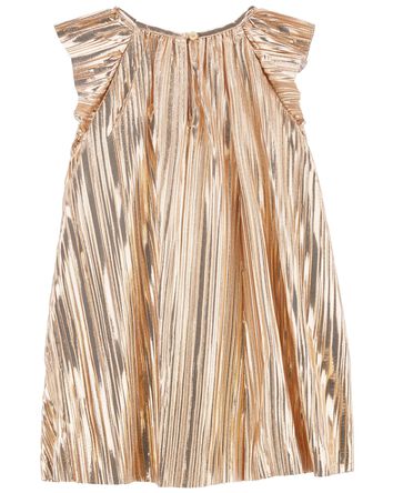 Toddler Metallic Pleated Flutter Party Dress, 