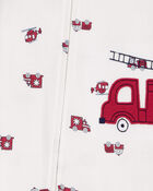 Toddler 1-Piece Firetruck 100% Snug Fit Cotton Footie Pajamas, image 2 of 4 slides