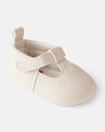 Baby Girl Flower Mary Jane Shoes - Cream, 