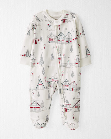 Organic Cotton Sleep & Play Pajamas in Christmas Village, 