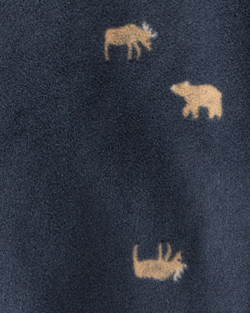 Baby Boy Moose Loose Fit 2-Way Zip 1-Piece Pajamas, image 3 of 4 slides