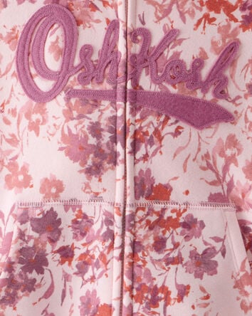 Girls Floral Print DayDream Fleece Jacket - Pink, 