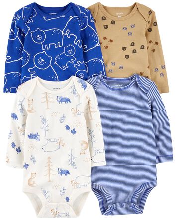 Baby 4-Pack Long-Sleeve Bodysuits, 