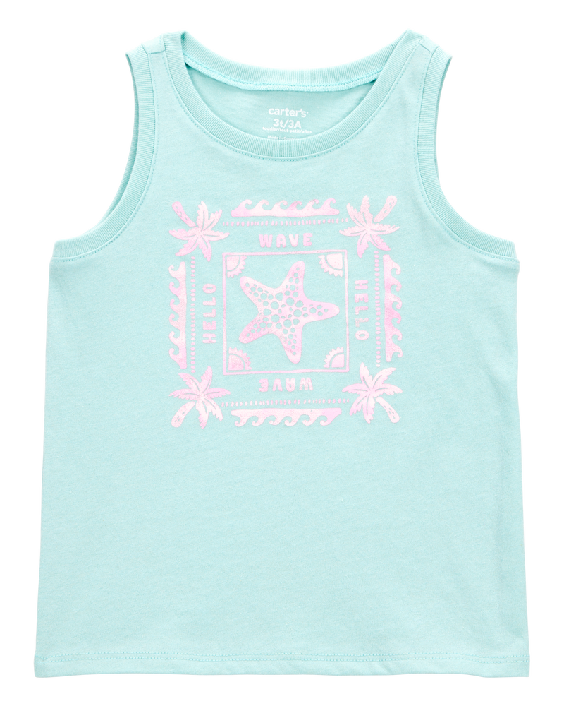 Toddler Starfish Muscle Tank - Turquoise, image 1 of 3 slides